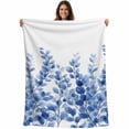 thumbnail image 1 of Blue Eucalyptus Blanket Soft Cozy Warm Throw Blanket for Couch, Plush Fuzzy Flannel Fleece Blankets for Sofa, Watercolor Leaf Country Plants Bed Blankets Lightweight Gifts for Women, 50"x60", 1 of 9
