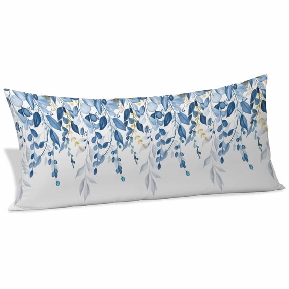 Blue Eucalyptus Body Pillow Covers 20"x60", Watercolor Spring Weeping Botanical Soft Brushed Microfiber Breathable Throw Pillow Covers, Decorative Pillowcase with Zipper for Couch Sofa Bedroom