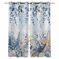 thumbnail image 1 of Blue Eucalyptus Coastal Blackout Curtains for Bedroom, Beach Starfish Shell Nautical Ombre Thermal Insulated Kitchen Drapes with Grommets, Light Blocking Window Treatment, 2 Panels 42" x 45", 1 of 7