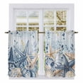 thumbnail image 1 of Blue Eucalyptus Coastal Kitchen Curtains 54 Inch Length, Beach Starfish Shell Nautical Ombre Tiers Curtains for Bathroom Bedroom Cafe, Light Filtering Small Window Treatment Drapes 2 Panels 42"Wx54"L, 1 of 8