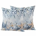 thumbnail image 1 of Blue Eucalyptus Coastal Outdoor Waterproof Pillow Covers, Beach Starfish Shell Nautical Ombre Decorative Square Throw Pillowcase Sofa Cushion Sham for Patio/Couch/Chair, 16"x16" 2 Pack, 1 of 8
