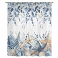 thumbnail image 1 of Blue Eucalyptus Coastal Sheer Curtains 96" Long, Beach Starfish Shell Nautical Light Filering Curtains, Privacy Drapes Simi Floor to Veiling Curtain for Living Room Bedroom Large Window Treatment, 1 of 9