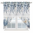 thumbnail image 1 of Blue Eucalyptus Coastal Swag Valances for Windows 2 Pack, Kitchen Window Curtains 36 Inch Length, Beach Starfish Shell Nautical Retro Privacy Swag Curtains for Living Room/Bathroom 36"x36", 1 of 8