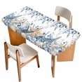 thumbnail image 1 of Blue Eucalyptus Coastal Table Cloths for 3 Foot Rectangle Tables, Beach Starfish Shell Nautical Patio Waterproof Elastic Fitted Tablecloths, Washable Rectangular Table Cover for Camping, 1 of 8