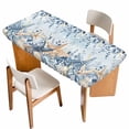 thumbnail image 1 of Blue Eucalyptus Coastal Table Cloths for 4 Foot Rectangle Tables, Beach Starfish Shell Nautical Ombre Patio Waterproof Elastic Fitted Tablecloths, Washable Rectangular Table Cover for Camping, 1 of 8
