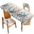 thumbnail image 1 of Blue Eucalyptus Coastal Table Cloths for 8 Foot Rectangle Tables, Beach Starfish Shell Nautical Rustic Patio Waterproof Elastic Fitted Tablecloths, Washable Rectangular Table Cover for Camping, 1 of 8