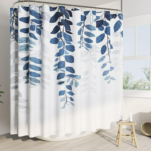Blue Eucalyptus Extra Wide Shower Curtain for Bathroom Floral Watercolor Leaves Shower Curtain Botanical Shower Curtain Nature Fabric Bath Curtain Country Plant Cloth Bathroom Decor 108x72
