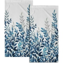Blue Eucalyptus Hand Towels Set of 2 Spring Floral Watercolor Leaves Kitchen Towel Botanical Plant Blue White Leaves Decorative Super Soft Face Towels for Bathroom Home Hotel Gym