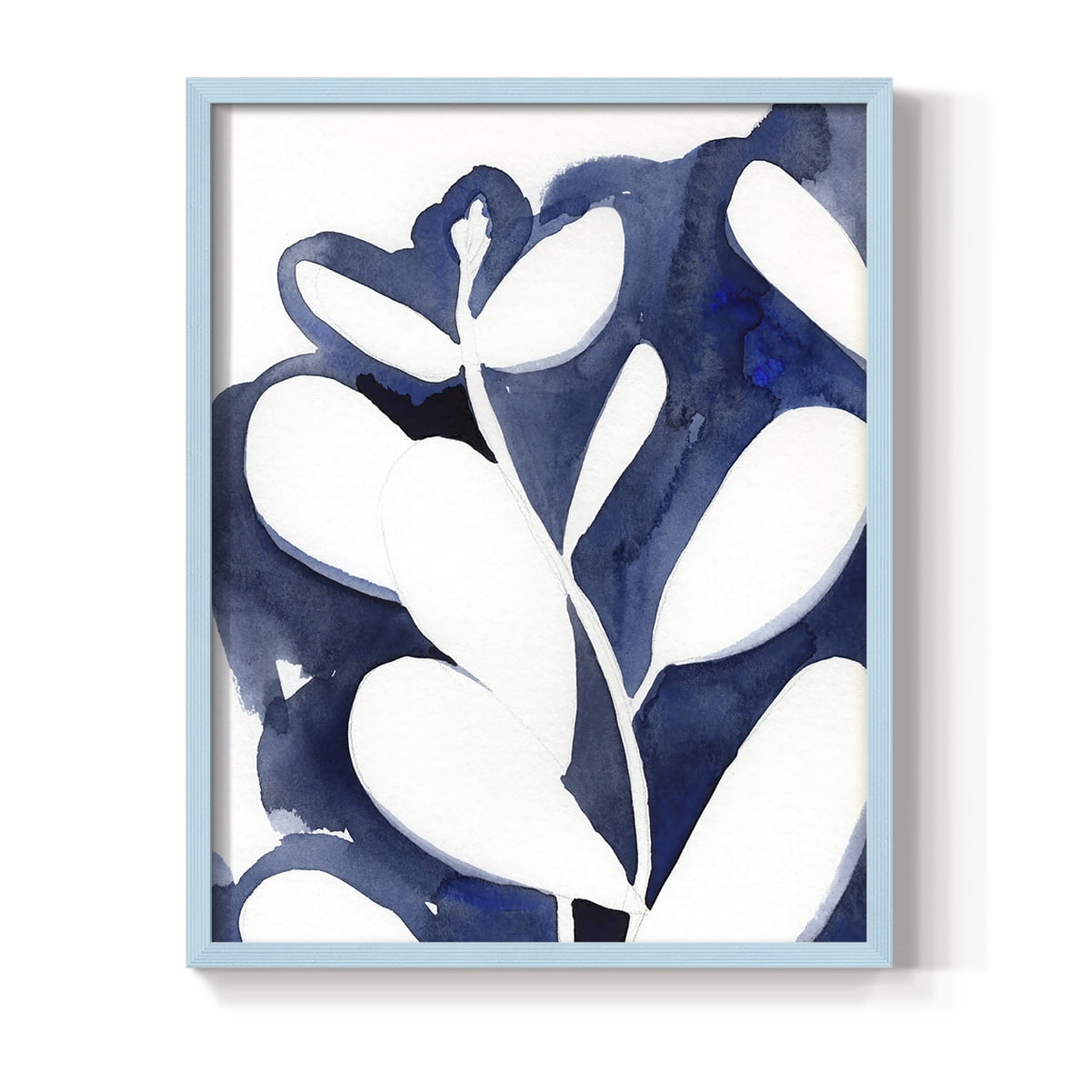Blue Eucalyptus II Framed Print in Blue Solid Wood Framed Print No Nail Hanging