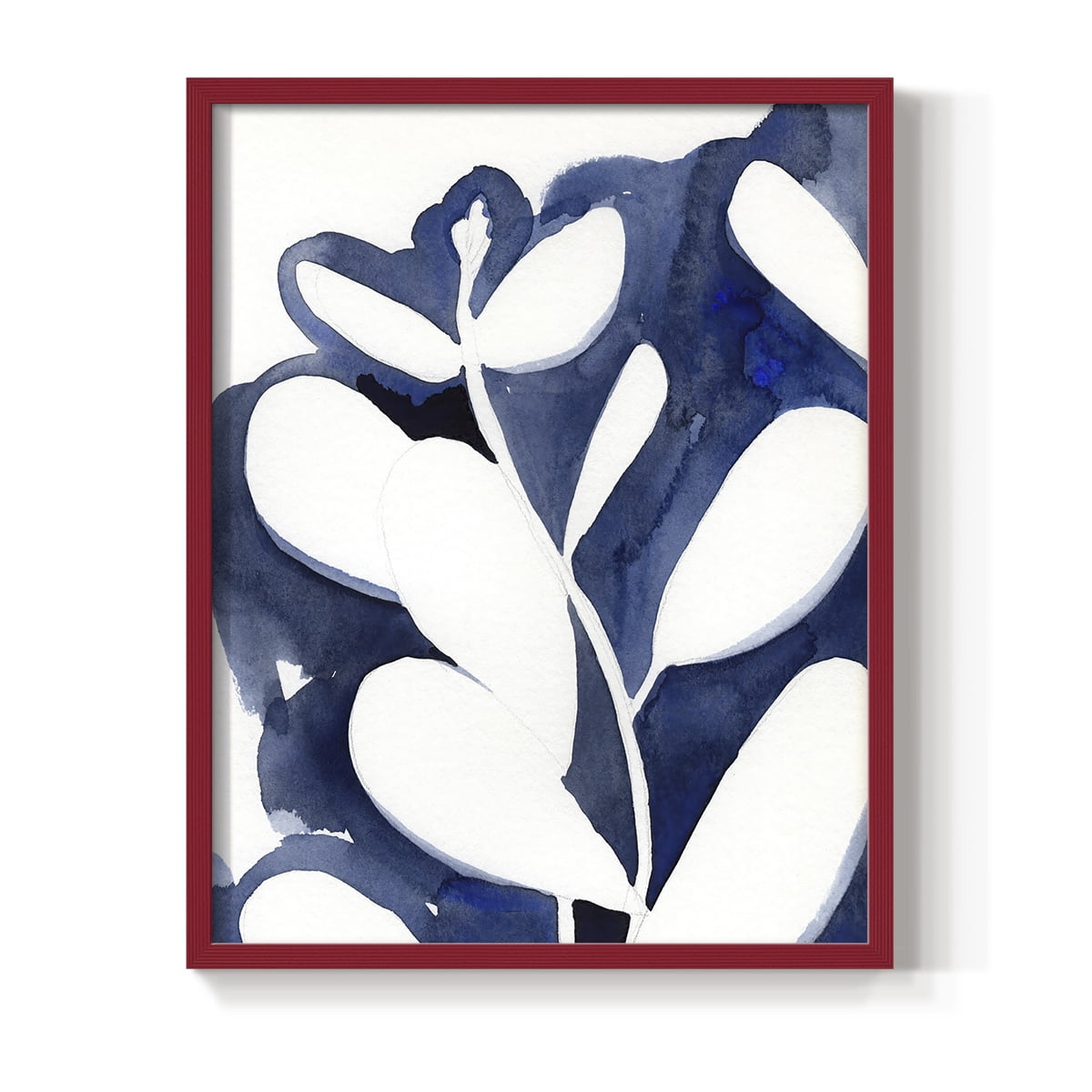 Blue Eucalyptus II Framed Print in Red Solid Wood Framed Print No Nail Hanging