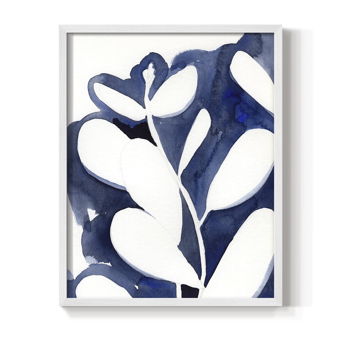Blue Eucalyptus II Framed Print in White Solid Wood Framed Print No Nail Hanging