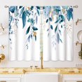 thumbnail image 1 of Blue Eucalyptus Kitchen Curtains, Plant Window Treatment, Leaf Botanical Plant Small Cafe Short Window Curtains for Bathroom Dining Room, Nature Floral Treatment Drapes 27.5x39 inch, 1 of 6