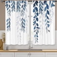 thumbnail image 1 of Blue Eucalyptus Kitchen Curtains Rod Pocket Light Blue and White Leaves on The Top Botanical Plant Small Short Tier Curtains Neutral Window Treatment Drapes Decor(27.5W X 39L Inch 2 Panels), 1 of 6