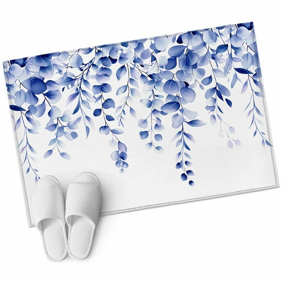 Blue Eucalyptus Large Area Rugs for Bedroom Living Room, Soft Non Slip Carpet Bedside Rug, Botanical Plant Rustic Succulent Branch Rectangular Floor Cover Kitchen Accent Rug 2'x3' for Office