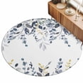 Blue Eucalyptus Leaf 3ft Non Slip Round Area Rug Spring Country ...