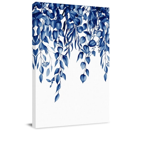 Blue Eucalyptus Leaf Canvas Wall Art for Living Room, Weeping Botanical Watercolor Spring Wall Decor Framed Artwork Pictures Ready to Hang for Bedroom Office Home Decor