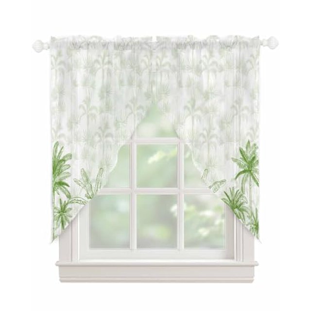 Blue Eucalyptus Leaf Swag Valances for Windows Summer Flowers Leaves