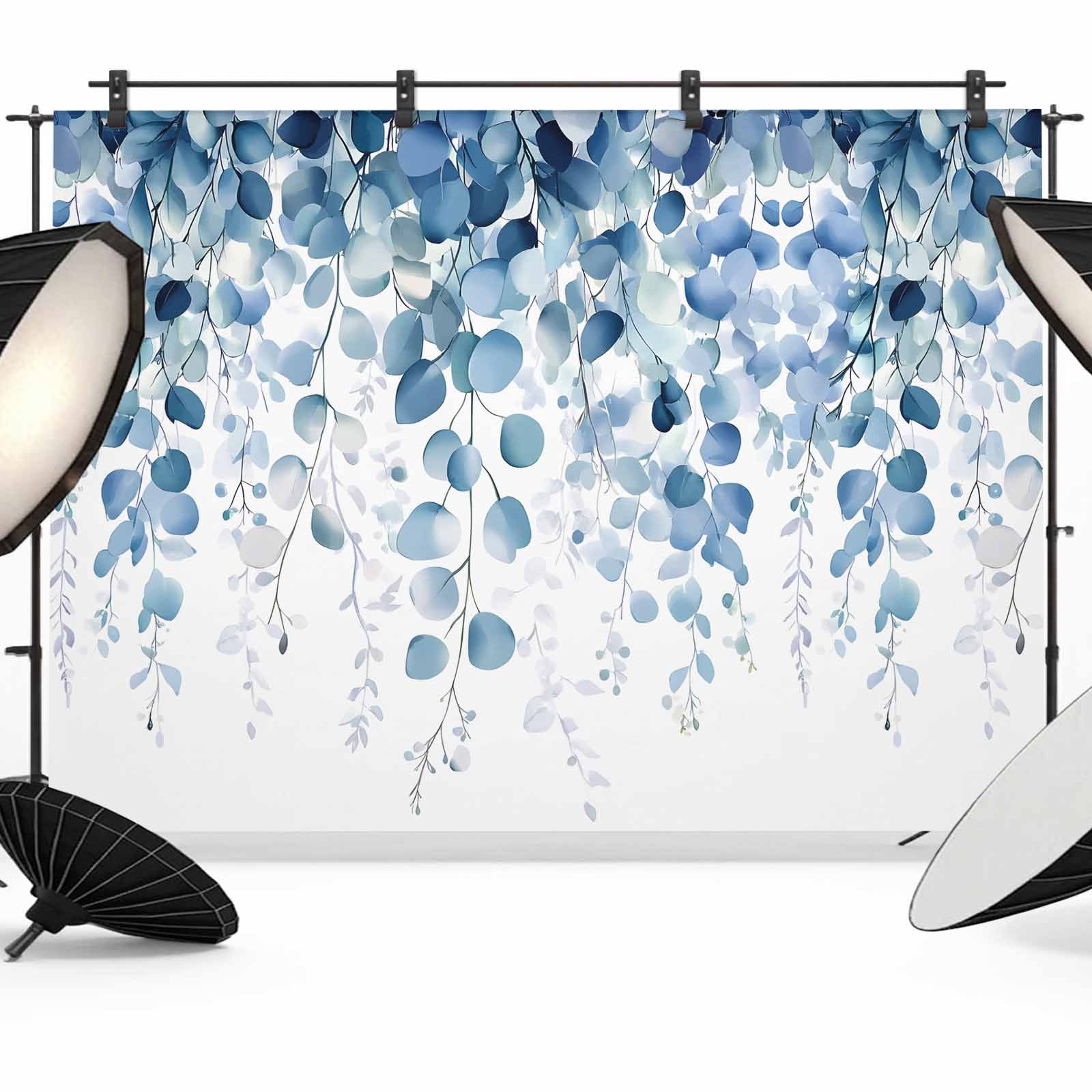Botanical Backdrop Blue Eucalyptus Leaves Backdrop for Photography,Fabric Photo Background ...