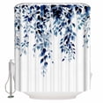 thumbnail image 1 of Blue Eucalyptus Leaves Bathroom Shower Curtains with 12 Hooks Polyester Waterproof Shower Curtain for Stalls and Bathtubs Weeping Botanical Watercolor Decorative Bathroom Privacy Curtain 72x84 Inches, 1 of 9