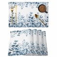 thumbnail image 1 of Blue Eucalyptus Leaves Placemats Set of 12, Watercolor Spring Summer Botanical Placemats for Dining Table, Place Mats for Kitchen Tabletop, Waterproof Wipeable Dining Table Mats Set, 1 of 9