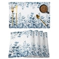 Blue Eucalyptus Leaves Placemats Set of 8,Cotton Linen Fabric Place ...