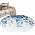 thumbnail image 1 of Blue Eucalyptus Leaves Round Area Rug 3 FT, Small Kitchen Bathroom Mat, Summer Botanical Weeping Washable Indoor Outdoor Throw Runner Carpet Non-Shedding Doormat for Table Shower Sofa Entryway, 1 of 9