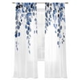 thumbnail image 1 of Blue Eucalyptus Leaves Sheer Curtains 108 Inch Long 2 Panels, Rustic Summer Watercolor Plant Light Filtering Rod Pocket Semi Sheer Curtains, Sheer Voile Drapes for Living Room Bedroom, 52"x108", 1 of 5