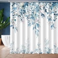 thumbnail image 1 of Blue Eucalyptus Leaves Shower Curtain, Aesthetic Art Watercolor Plant Floral Leaf Bathroom Decor, Waterproof Fabric Shower Curtain Set with Hooks 72x72 Inches, 1 of 6