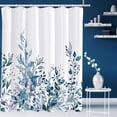 thumbnail image 1 of Blue Eucalyptus Leaves Shower Curtain, Watercolor Leaves Plant with Floral Bathroom Decoration Shower Curtain Sets 71x71 Inch with Hooks, 1 of 6