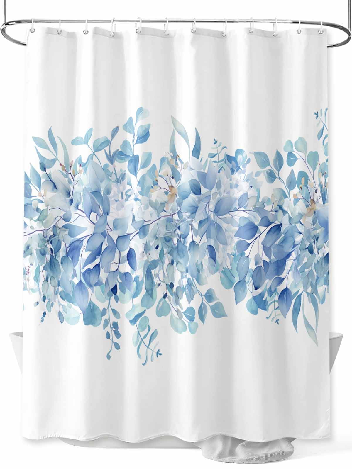 Blue Eucalyptus Leaves Stall Shower Curtain, Waterproof Shower Curtains ...
