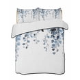 thumbnail image 1 of Blue Eucalyptus Leaves Summer Quilt Set Twin Size, Soft Microfiber Quilted Bedding Set with 2 Pillow Shams, Summer Farmhouse Botanical Lightweight All Season Bedspread Coverlet for Bedroom 68"x86", 1 of 6
