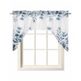 thumbnail image 1 of Blue Eucalyptus Leaves Swag Valances for Windows, Small Curtains Drapes, Watercolor Spring Summer Botanical Kitchen Window Curtains Over Sink Window Treatment Valance for Bedroom/Bathroom 56"x36", 1 of 5