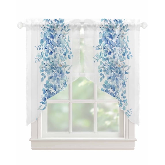 Blue Eucalyptus Leaves Swag Valances for Windows, Spring Summer ...