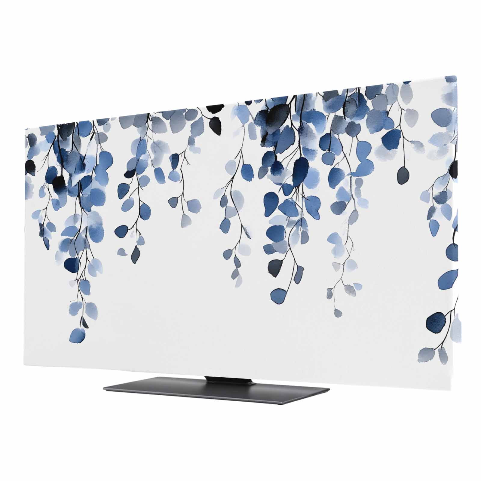 Blue Eucalyptus Leaves TV Cover for 75 Inch Screen,Stretch Fabric ...