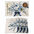 thumbnail image 1 of Blue Eucalyptus Leaves Vase on Linen Placemats Set of 6,Wipeable Washable Table Mats for Dining Tables, Spring Flower Leaf Place Mats for Kitchen Event Party Tabletop Decor, 1 of 9