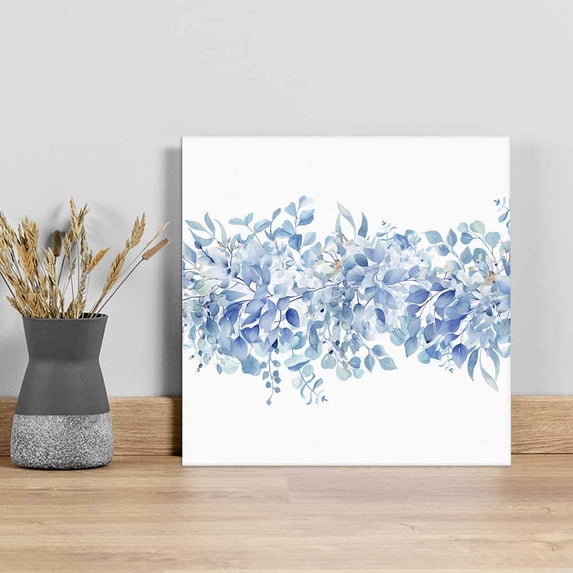 Blue Eucalyptus Leaves Wall Art Painting on Canvas, Spring Summer Botanical Floral Canvas Art Home Prints Wall Art Framed Modern Artwork for Living Room Bedroom Wall Decor 12x12in