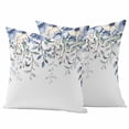 thumbnail image 1 of Blue Eucalyptus Outdoor Waterproof Pillow Covers, Farmhouse Flowers Leaf White Watercolor Decorative Square Throw Pillowcase Sofa Cushion Sham for Patio/Couch/Chair, 18"x18" 2 Pack, 1 of 8