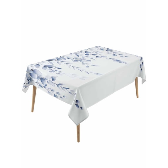 Blue Eucalyptus Rectangle Tablecloth, Botanical Plant Rustic Branch Floral Waterproof & StainResistant Tablecloth, Washable Oil-proof Table Cover for Dining/Party/Wedding/Camping/Buffet 54x108 In