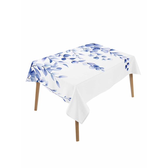 Blue Eucalyptus Rectangle Tablecloth, Botanical Plant Rustic Succulent Branch Waterproof & StainResistant Tablecloth, Washable Oil-proof Table Cover for Dining/Party/Wedding/Camping/Buffet 52x70 In
