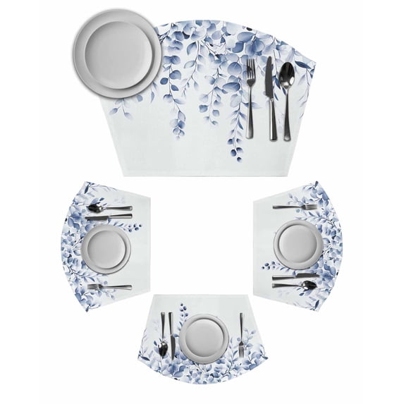 Blue Eucalyptus Round Table Placemats Set of 6 Wedge Placemats ...