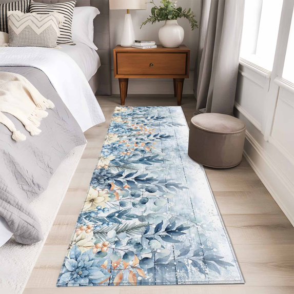Blue Eucalyptus Runner Rug 2x6 FT,Non Slip Hallway Carpet,Christmas ...
