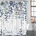 thumbnail image 1 of Blue Eucalyptus Shower Curtain Waterproof Watercolor Plant Leaves Floral Shower Curtain for Bathroom,Bathtub,Shower, Blue Green Leaves Botanical Shower Curtain Set with Hooks 72x72 Inch, 1 of 6