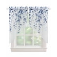thumbnail image 1 of Blue Eucalyptus Swag Valances for Windows, Botanical Plant Rustic Branch Floral Rod Pocket Sheer Valances for Small Windows, Swag Toppers Light Filtering for Kitchen Living Room 2 Panels 28''x36'', 1 of 6