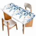 thumbnail image 1 of Blue Eucalyptus Table Cloths for 6 Foot Rectangle Tables, Watercolor Spring Weeping Botanical Patio Waterproof Elastic Fitted Tablecloths, Washable Rectangular Table Cover for Camping, 1 of 8