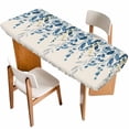 thumbnail image 1 of Blue Eucalyptus Table Cloths for 8 Foot Rectangle Tables, Farmhouse Weeping Leaves Linen Patio Waterproof Elastic Fitted Tablecloths, Washable Rectangular Table Cover for Camping, 1 of 8