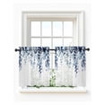 thumbnail image 1 of Blue Eucalyptus Tier Curtains 24 Inch Length,Sheer Curtains for Bedroom Living Room Window Weeping Botanical Leaf Watercolor Rod Pocket Drapes Kitchen Curtains Small Half Window 27.5"x24" 2 Panels, 1 of 6