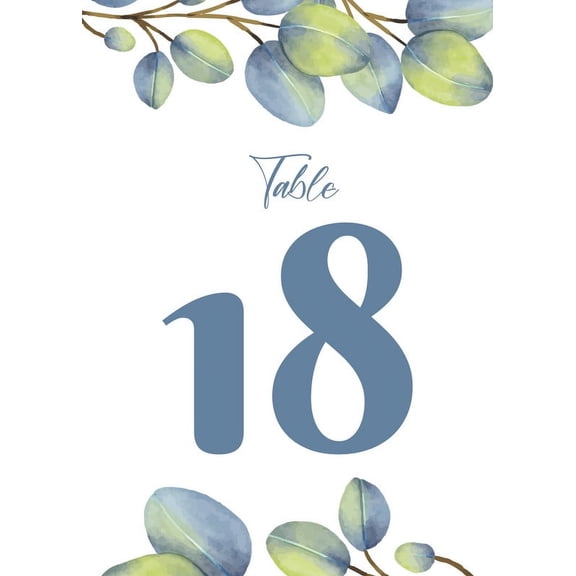 Blue Eucalyptus Wedding Table Number Cardss 1-25 Double Sided With Head Table For Reception Event Party Baby Shower Birthday 4x6 Inch