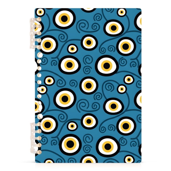 Blue Evil Eye A5 Notebook Refillable 60 Sheets Detachable Ring Binder PP Cover Journal