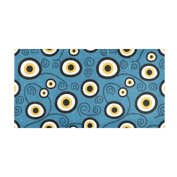 Blue Evil Eye Bath Mat 39x20 Inch Soft Absorbent Non-Slip Plush Bathroom Rug for Floor