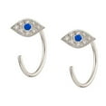 thumbnail image 1 of Blue Evil Eye Half Hoop Earrings S925 Sterling Silver for Women CZ Cartilage Studs Cuffs, 1 of 5